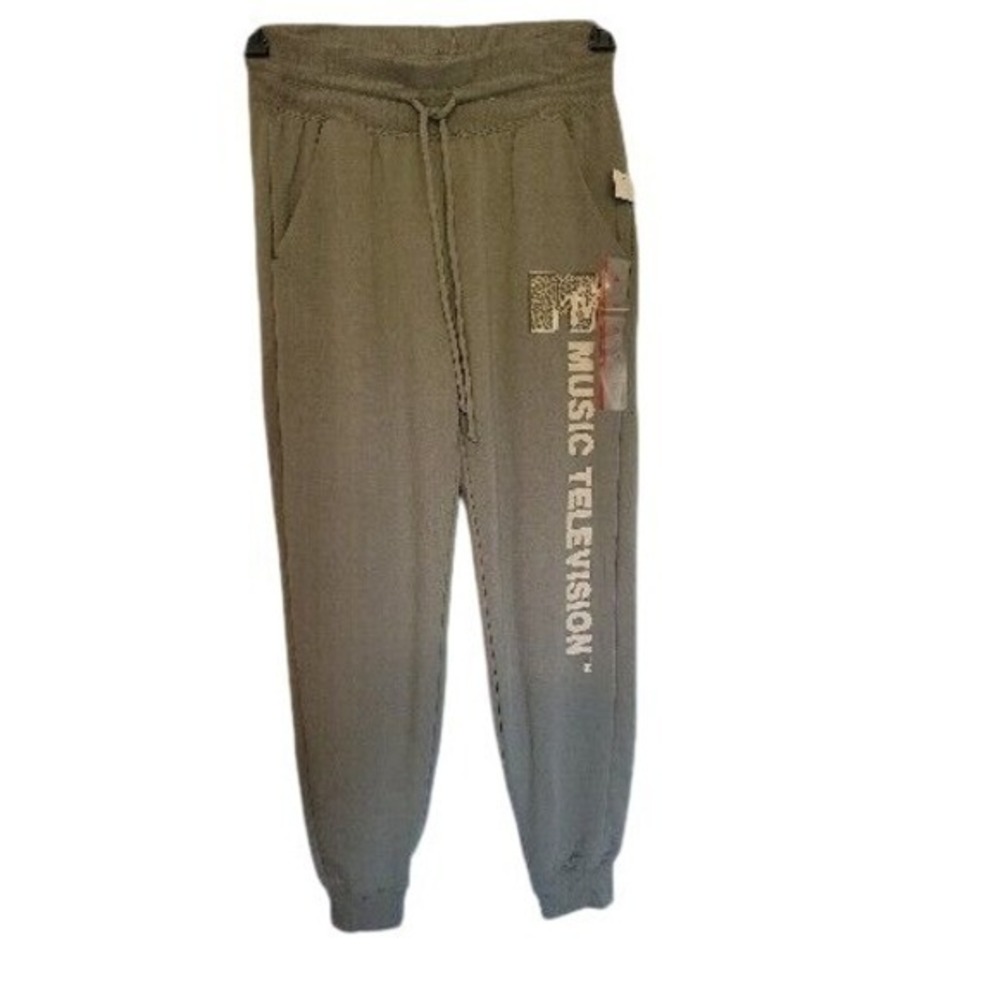 MTV Music Television Shadow‎ Green Sweatpants Joggers Women's Size XS